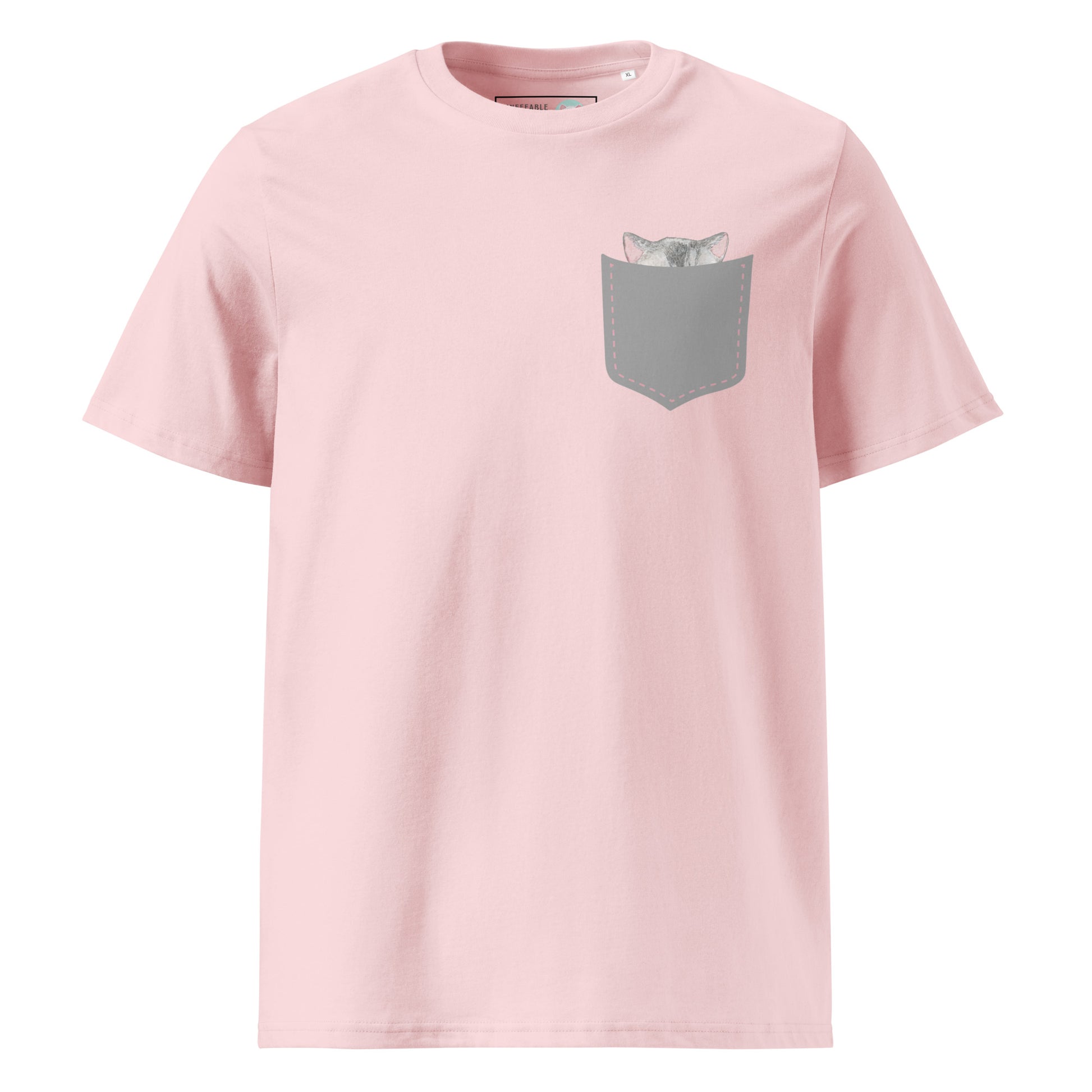 Ineffable Kitty Beautiful Pocket Pal T-Shirt Cotton Pink Organic Cotton Front