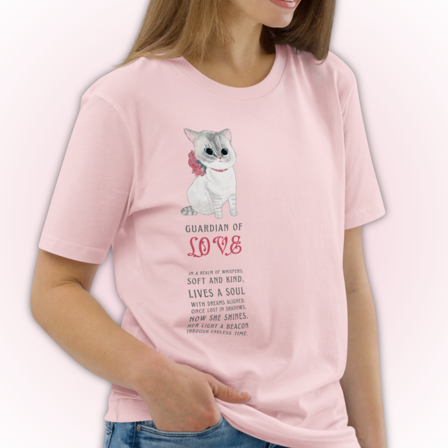 Ineffable Kitty Poem T-Shirt Organic Cotton Pink Lifestyle Front