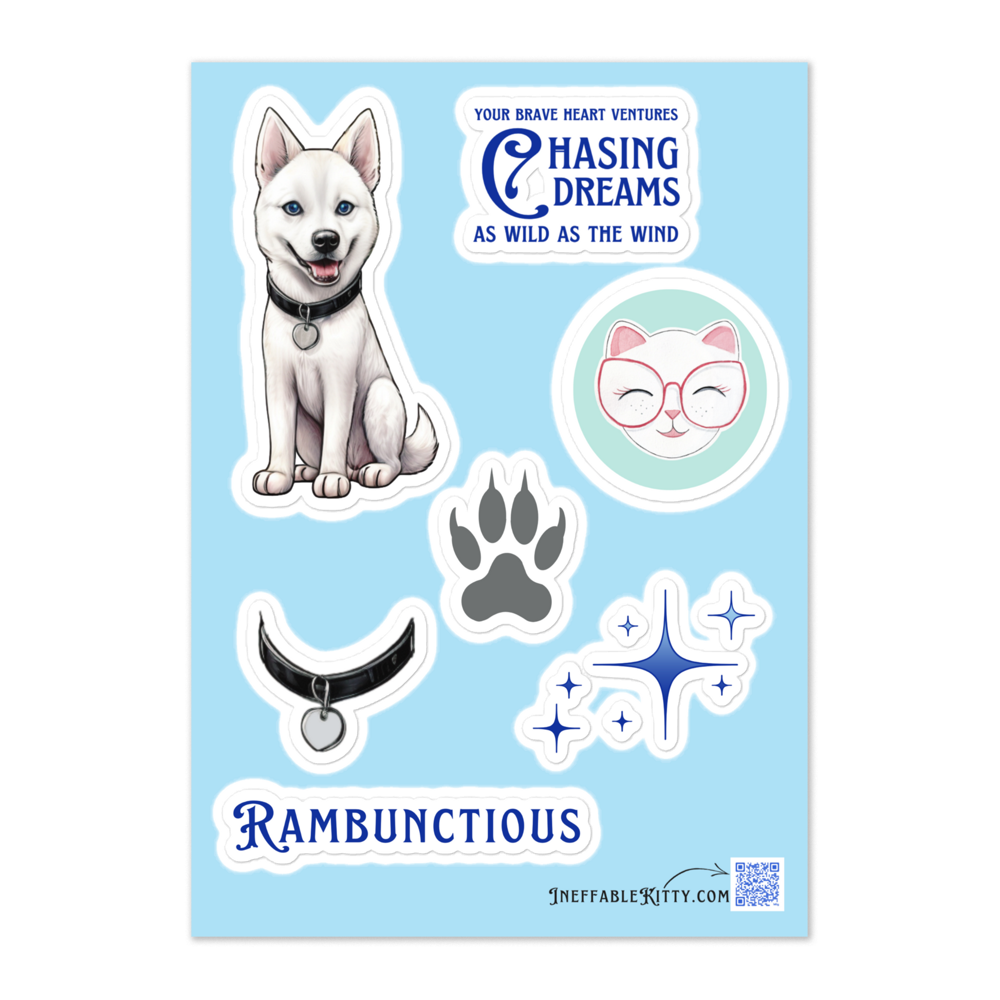 Ineffable Kitty Rambunctious Reign Husky Sticker Sheet Front